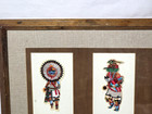Vintage New Mexico Native American Framed Patch Embroidery Set Of  4  Kachina