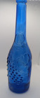 Vintage Cobalt Blue Wine Bottle With Embossed Grapes And Leaves 12    X 3 25   