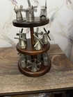 15 Piece Set Vintage Pewter Collector Windmills With Wood Stand England