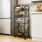 5 Tiers Kitchen Trolley Rack Utility Rolling Storage Cart Fruit Vegetable Shelf