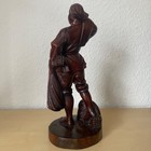 Vintage Chinese Huangyang Boxwood Carved Labor Girl Figurine Statue