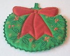 Vintage Hallie St  Mary Christmas Wreath Embroidered Hanging Pot Holder