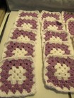 Lot Of 20 6    Purple And White Crochet Granny Squares Blocks  Floral Pattern