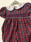 Vintage Baby Holiday Plaid Romper Girls 3-6 Month Red Scalloped Collar Christmas