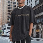 Weetiotio Christian Faith Over Fear Shirt Men Jesus Religious Shirts Oversized