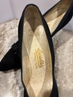 Vintage 1950s Suede  Beaded   Ribbon Embellishment Heels  Handcrafted Size 5 5 6