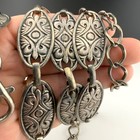Vintage Silver Tone Concho Style Link Belt Engraved Oval Western Boho 36 