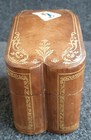 Vintage Italian Leather Playing Card Case Decorative Gold Outline Holds 2 Decks