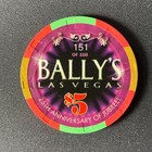 Bally s Las Vegas Nevada  5 Casino Chip Jubilee  25th Anniversary Obsolete Poker