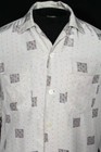 Rare Vintage 1950 s Light Gray Silky Rayon Print Shirt Size Small
