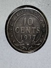 1917-c Newfoundland 10 Cents Silver Coin Low Mintage Scratched