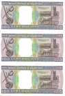 Mauritania 3x 100 Ouguiya 2002 P-4k Unc Consecutive