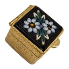Vintage Italy Micro Mosaic Flowers Hinged Pill Box Trinket Box  Mini Under 1 