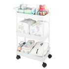 Baby Diaper Caddy  Plastic Movable Cart For Newborn Nursery Essentials Beige
