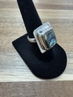 Vintage Mexico 925 Sterling Large Rectangular Abalone Shell Ring Size 5 75 L897