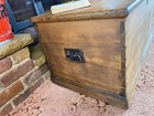 Old Antique Pine Chest  Vintage Wooden Storage Trunk  Blanket Box  Coffee Table 