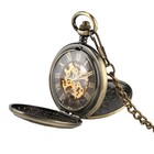 Steampunk Elks Hand Wind Mechanical Skeleton Pocket Watch For Men Women W  Chain
