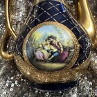Antique French Porcelain Lidded Tea For Two Pot 19th C  Cobalt Blue 22 Kt Gilt
