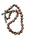 Hawaiian Kukui Nut Lei Red Color Hibiscus Flower Necklace Approx 34  32 Nut Bead