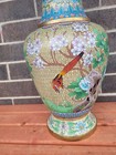 Antique Vintage Large Chinese Floral Cloisonne Vase 20  Tall 10  Diameter