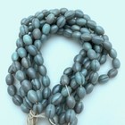 Vintage Uv Gray   Light Blue Striped Oval Czech Glass Beads  6x8mm   grcg2 