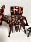 2 Vintage Wooden Hand Carved Donkey Burro Figurine Carrying Buckets Tribal