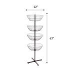 4 Basket Display Wire Floor Tier Spinner Rack Dump Bin Retail Sign Holder