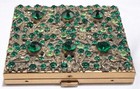 Green Rhinestone Compact Heyco With Mirror And Powder Beautiful