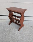 Vintage Mahogany Wood Side Telephone Table Magazine Rack Canterbury Colonial B52