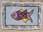 Hand Hooked Fish Rug Mat  15    By 10   inches