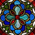 Window Panel Circular Geometric Vibrant Multicolor Stained Glass Round Hanging