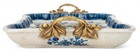 Blue  White Chinoiserie Porcelain Decorative Tray decorative Bronze Handles-15 l