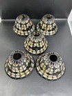 Tiffany Style Chandelier Small Jeweled Iridescent Slag Glass Lamp Shade Set Of 5