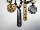 Tibetan Buddhist Sacred Om Mantra Recycled Yak Bone Adjustable Pendant Necklace