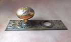 Antique Romanesque Norwalk Brass Bronze Entry Door Knob And Back Plate E-11200