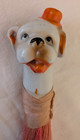 Vintage Novelty Clothes Brush Vanity Whisk Broom With Ceramic Dog Head Japan