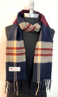 Winter Warm 100 cashmere Scarf Plaid Navy wine camel rust Soft Wool