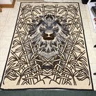 Vintage Biederlack Reversible Blanket Lion Face 69    X 55    Brown Made In Usa