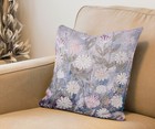 Purple Flowers Embroidered Pillow Square Decorative Throw Cushion 18x18  India