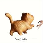 Figurine Animal Cat Modern Wood Small Smooth Orange Carved Home Decor Free Stand