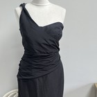 Per Una Black Fish Tail Long Dress 14 L Evening Party Cocktail Gathered