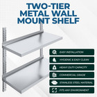 16  X 60  Two-tier Metal Wall Mount Shelf   Stainless Steel Commercial Shelving
