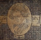 1880s Mozart Beethoven Hand Engraved Pyrography Antique Artisan Wood Sign Vtg