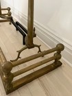 Antique Heavy Brass Fireplace Fender   Brass Andirons Set
