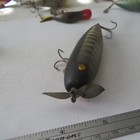 Fishing Lures Unknown 3    Vintage Wood Injured Minnow Green White Belly