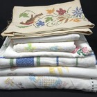 Vintage Linen Cutter Lot Cross Stitch Country Farmhouse Repurpose Fabric 