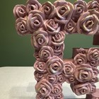 Pink Floral Letter E Decor Rose Sculpture Freestanding Nursery Home Accent