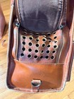 Vintage Brown Leather Small Dog Pet Carrier Bag Travel Tote Ventilated 18 