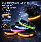 Led Dog Collar Usb Rechargeable Light Up Night Safety Waterproof Pet Collar