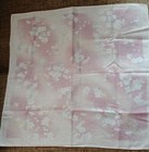 Vintage Pink W white Floral Design Handkerchief hanky 18x18